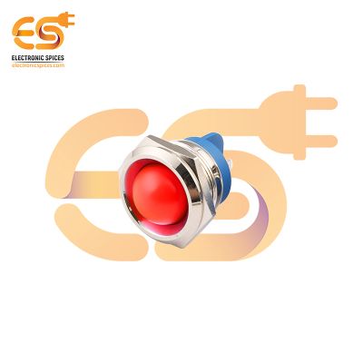 220V 22mm Red LED Light | Domed Head | Nickel-Plated Brass | Pin Terminal | IP67